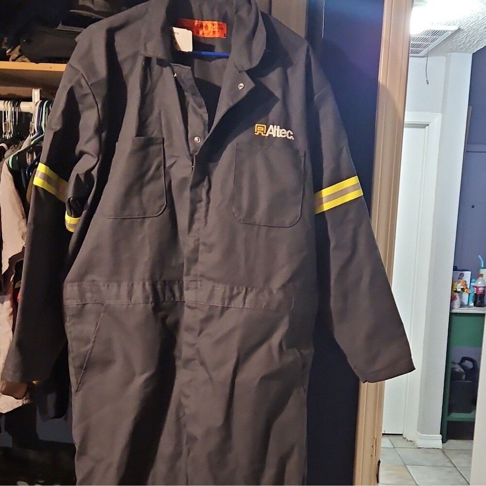 Red Kap‎ Gray Work Coveralls Mechanic Uniform Polyester/Cotton CT1YVH